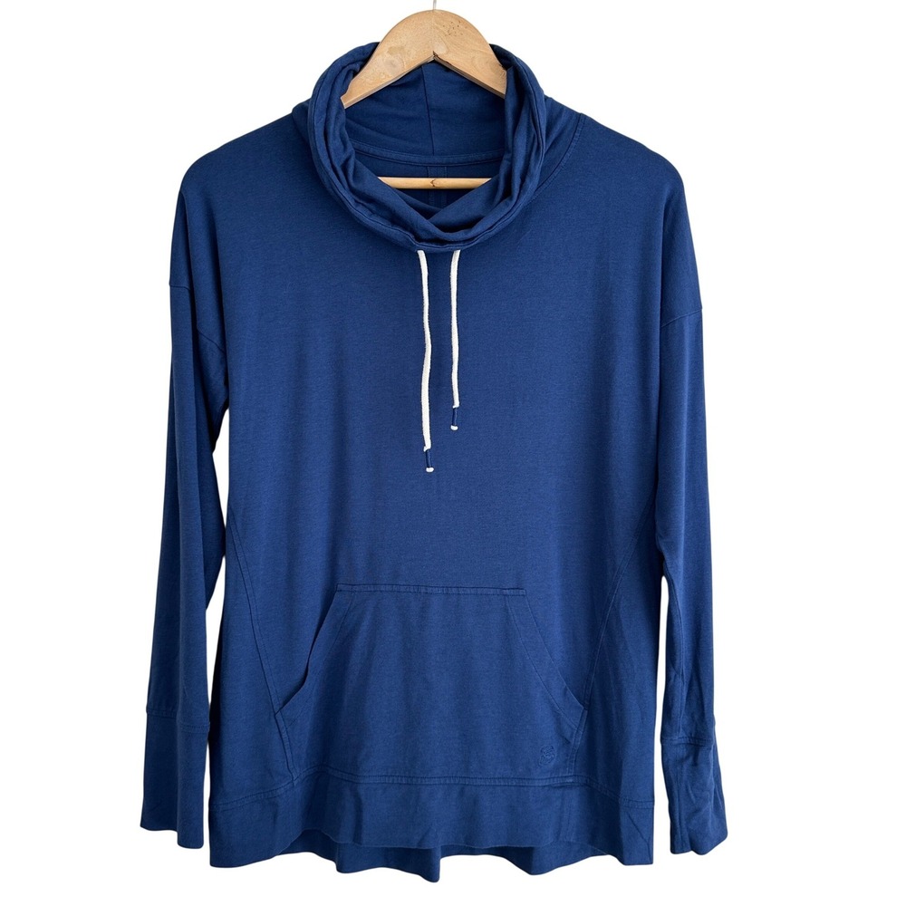 Southern Tide Blue Cowl Neck Pullover Long Sleeve Top Women's Size M Pima Cotton